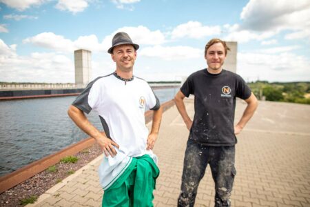 Höchstdruckwasserstrahlen und Oberflächenschutz an der Schleuse Hohenwarthe