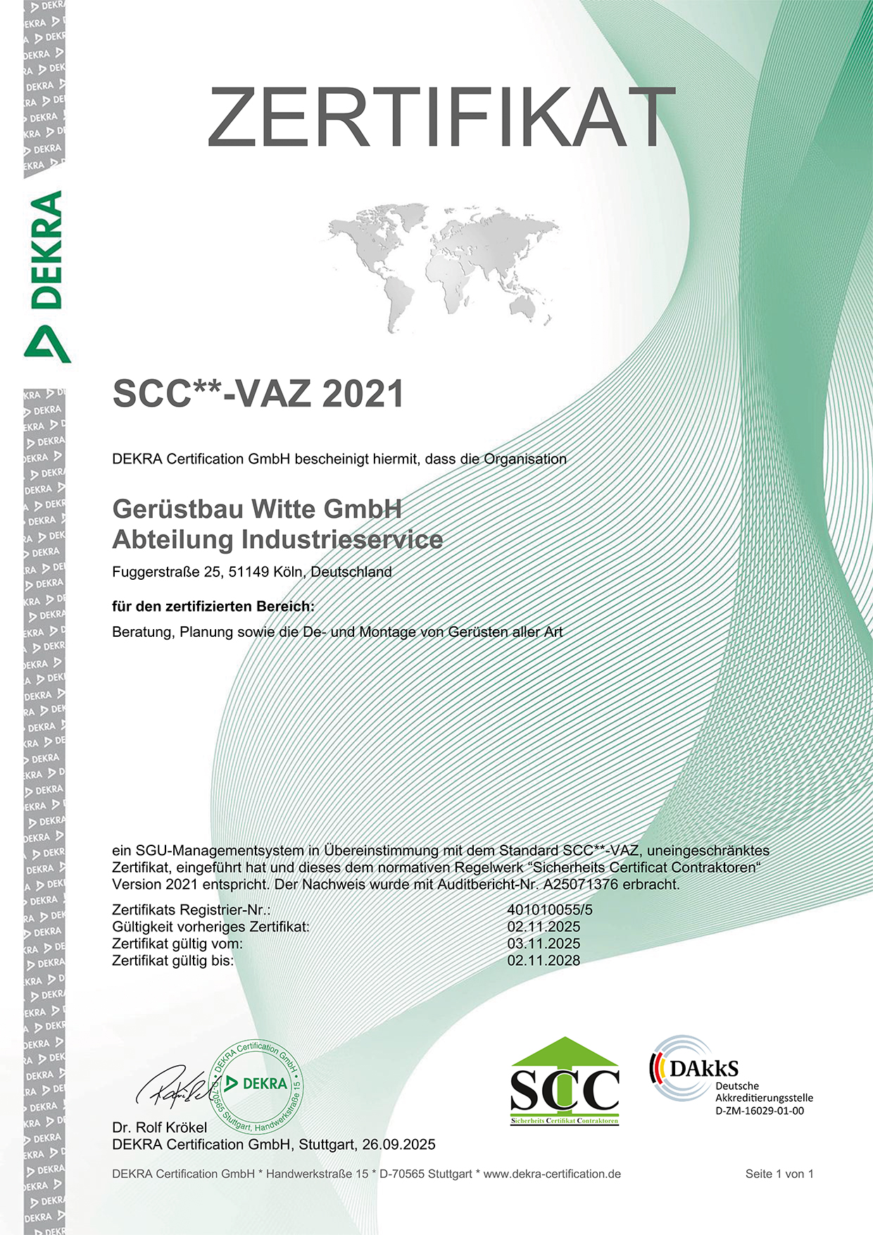 SCC*-VAZ 2021 Zertifikat gültig bis 02.11.2028