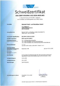 Zertifikat EXC3 nach EN 1090-2 (deutsch) gültig bis 26.11.2027