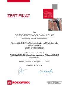 Nietiedt GmbH Wilhelmshaven_Zertifikat Fillrock Rockwool bis 13.12.2027