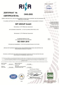 Zertifikat ISO 45001:2018 von RINA