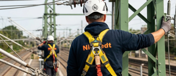 Industriekletterer für Bahnmasten